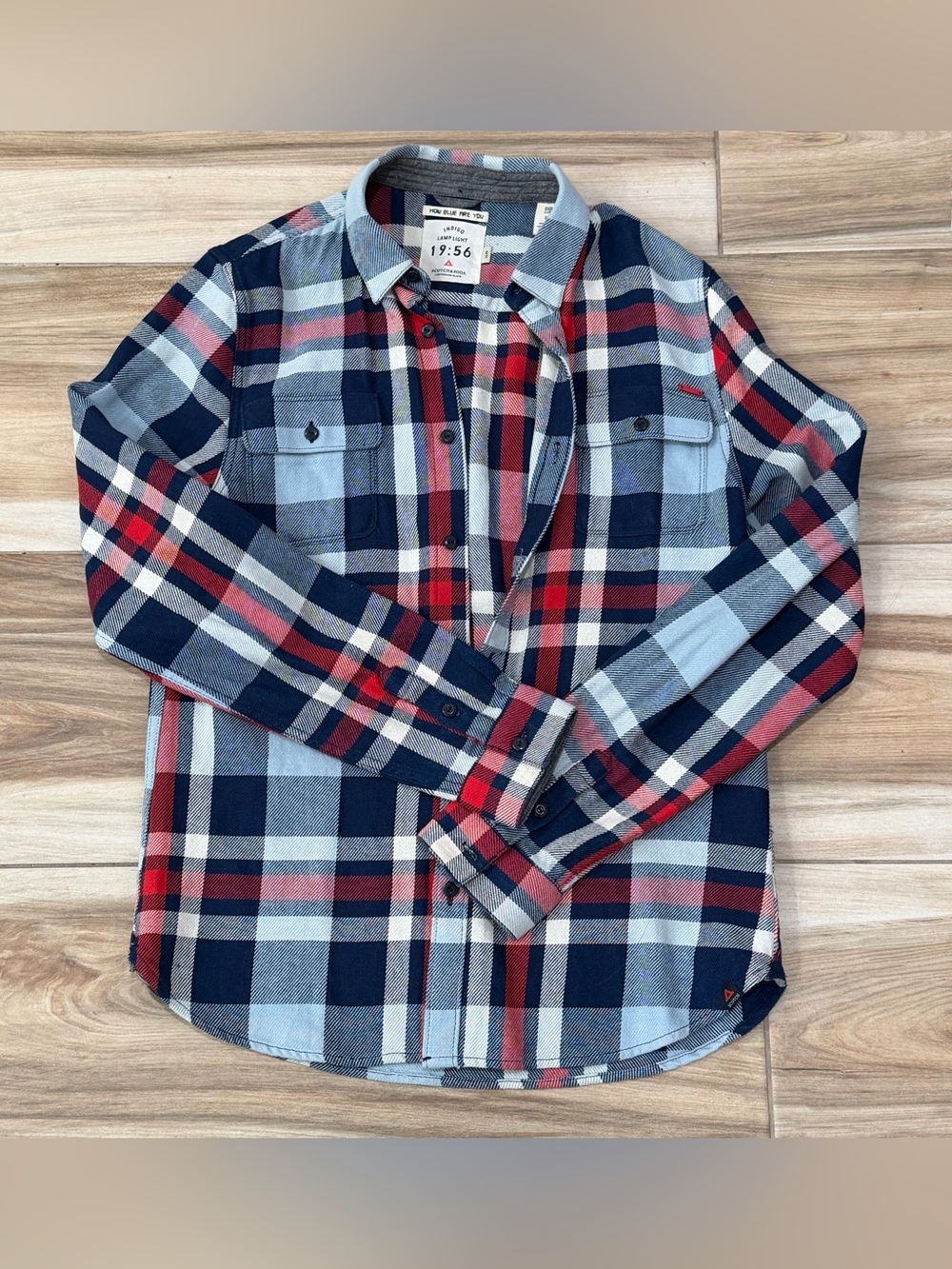 Scotch & Soda Plaid Button-Down Shirt in Navy, Red, Light Blue